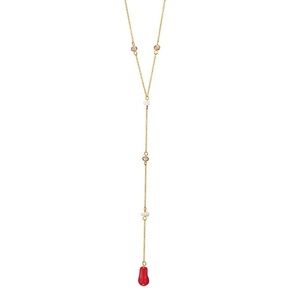NWT, 28”, Long Goldtone Coral-Like Y necklace, Avon.